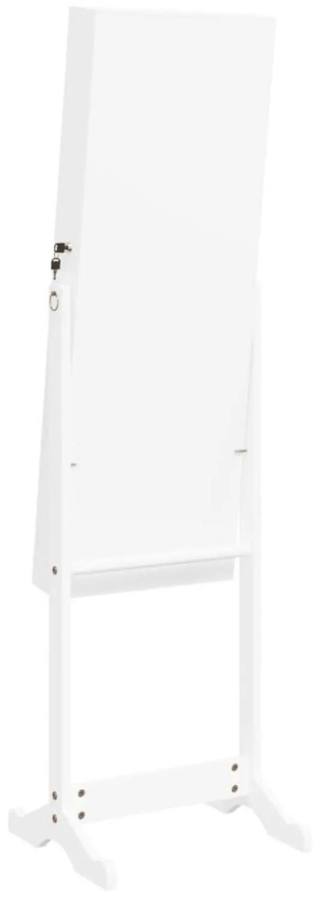 Alt view image 6 of 7 - vidaXL Mirror Jewelry Cabinet White Engineered wood, Glass, Fabric