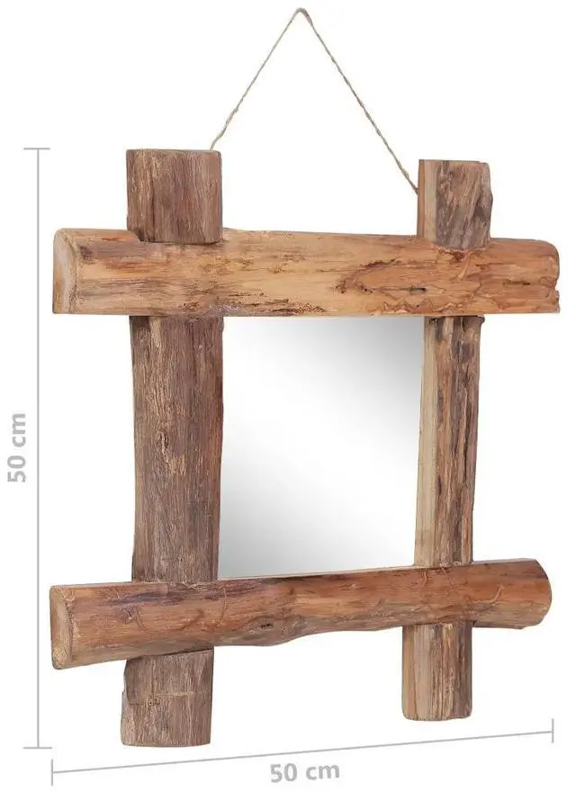 Alt view image 4 of 7 - vidaXL Mirror Natural Recycled Teak Wood 19.7 x 19.7 in