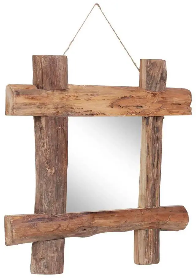 Alt view image 6 of 7 - vidaXL Mirror Natural Recycled Teak Wood 19.7 x 19.7 in