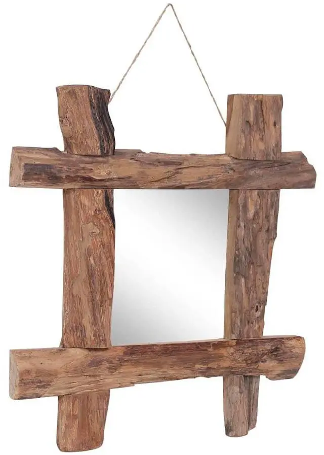 Alt view image 7 of 7 - vidaXL Mirror Natural Recycled Teak Wood 19.7 x 19.7 in