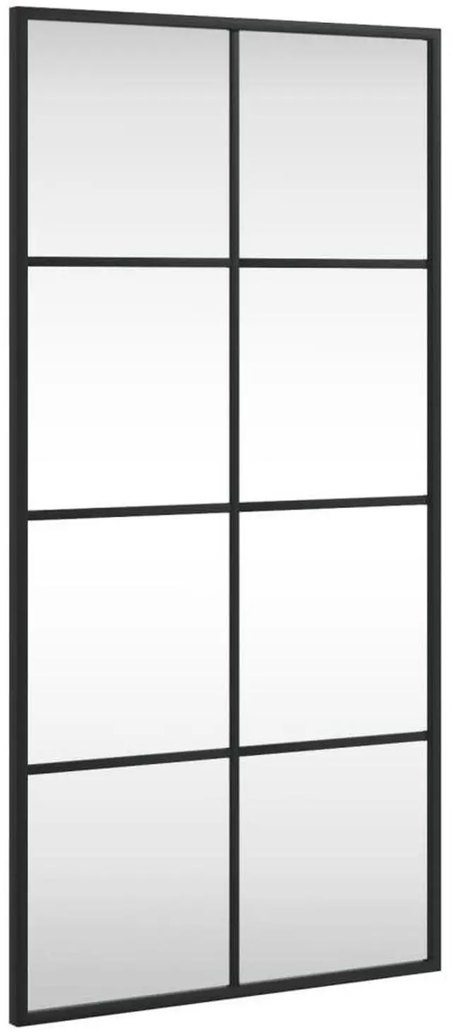 Alt view image 2 of 7 - vidaXL Wall Mirror Black Glass, Powder-coated iron 15.7x31.5 in