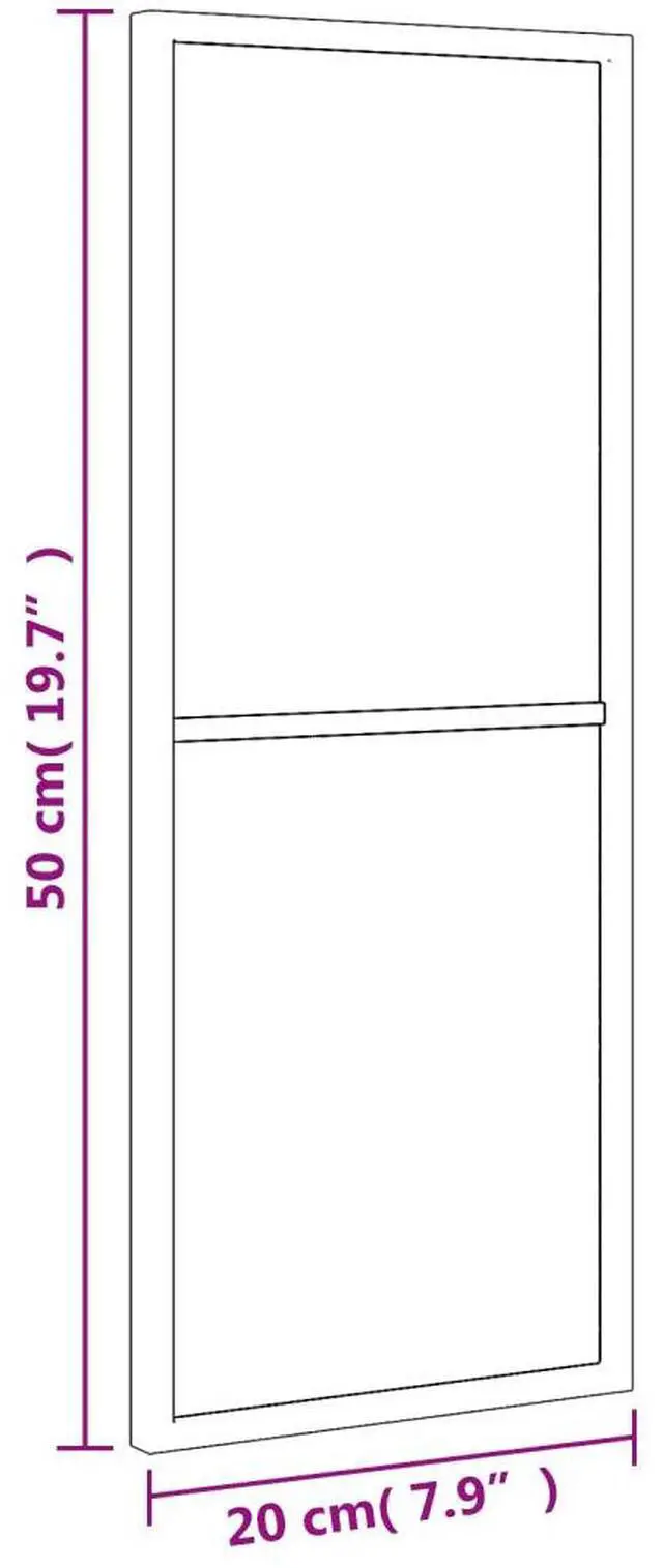 Alt view image 4 of 7 - vidaXL Wall Mirror Black Glass, Powder-coated iron 7.9 x 19.7 in