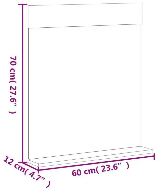 Alt view image 4 of 6 - vidaXL Bathroom Mirror Black Solid pine wood, glass