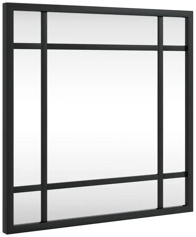 Alt view image 2 of 7 - vidaXL Wall Mirror Black Glass and Powder-Coated Iron 12 in x 12 in