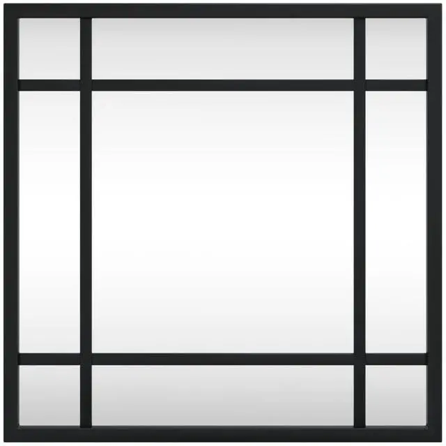 Alt view image 3 of 7 - vidaXL Wall Mirror Black Glass and Powder-Coated Iron 12 in x 12 in