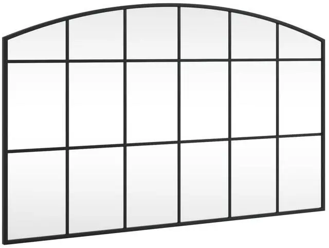 Alt view image 2 of 7 - vidaXL Wall Mirror Black Glass, Powder-coated iron 39.4 x 23.6 in