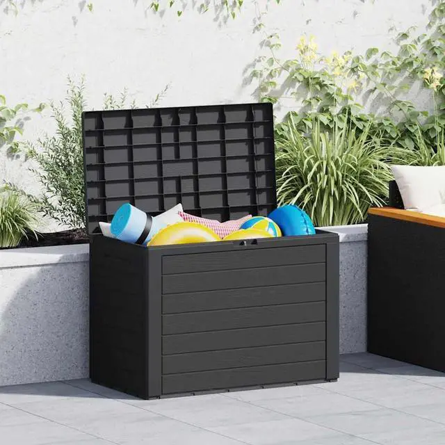 Alt view image 3 of 7 - vidaXL Outdoor Storage Box Deck Box with Lid Outdoor Patio Cabinet Anthracite