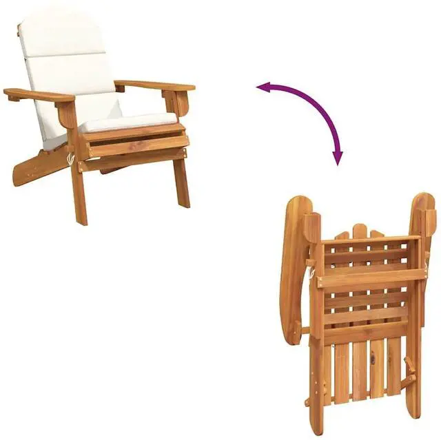 Alt view image 7 of 7 - vidaXL Adirondack Chair Patio Adirondack Chair with Cushions Solid Wood Acacia