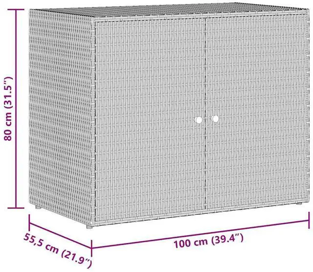 Alt view image 8 of 11 - vidaXL Garden Storage Cabinet Black 39.4"x21.9"x31.5" Poly Rattan