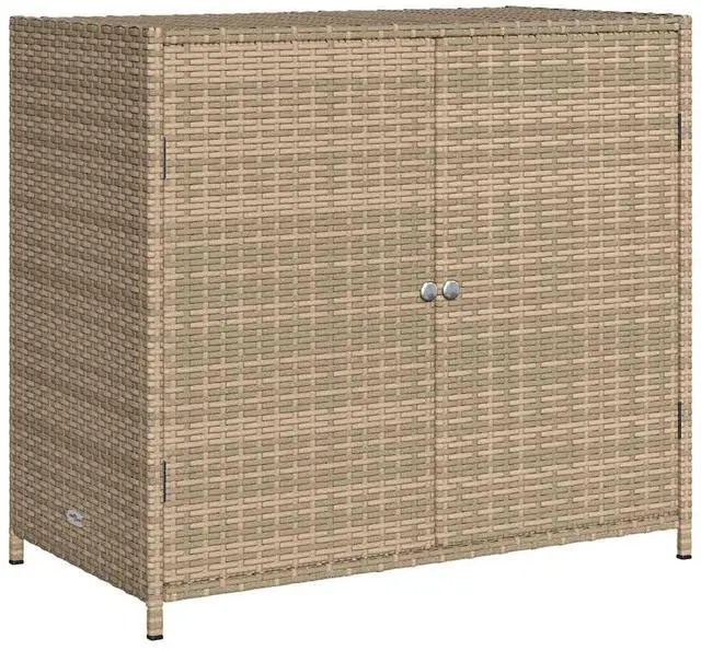 Alt view image 2 of 7 - vidaXL Garden Storage Cabinet Beige PE Rattan 32.7 in x 17.7 in x 29.9 in