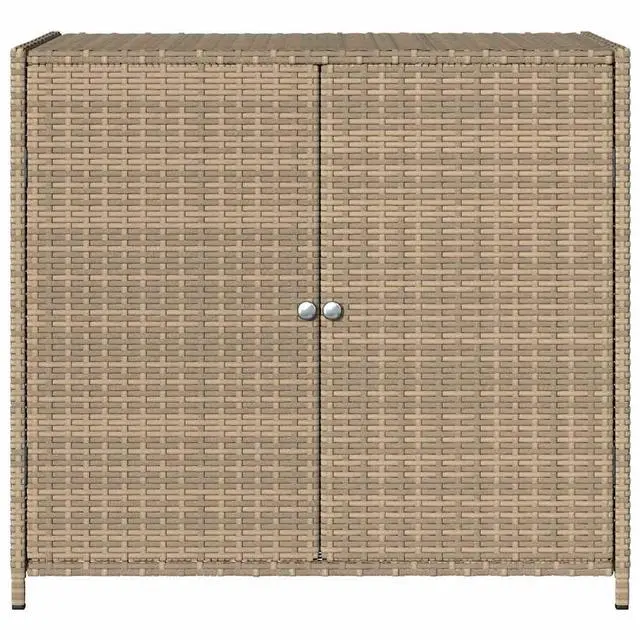 Alt view image 6 of 7 - vidaXL Garden Storage Cabinet Beige PE Rattan 32.7 in x 17.7 in x 29.9 in
