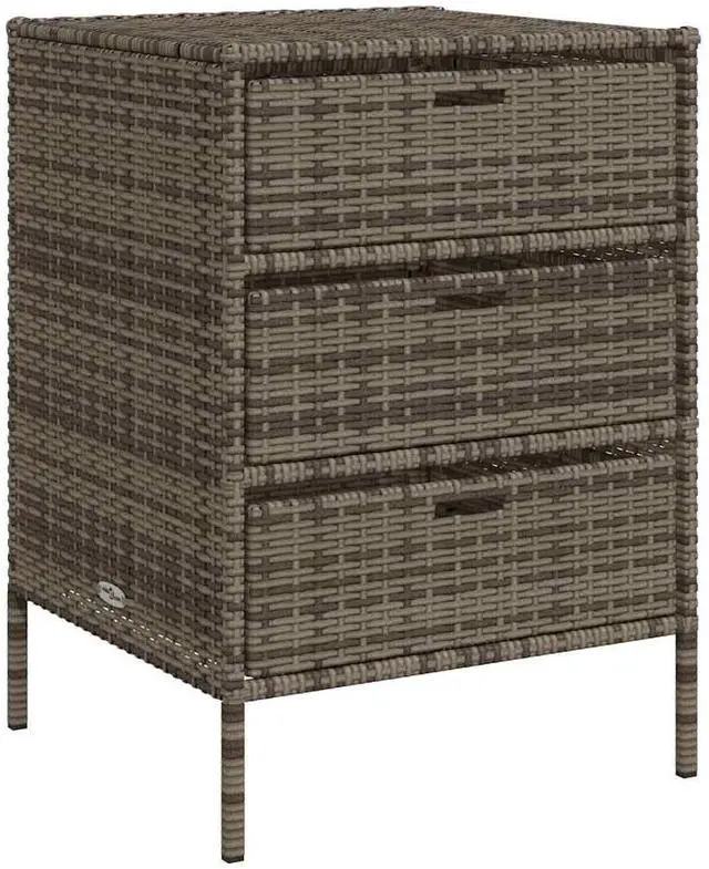 Alt view image 2 of 7 - vidaXL Garden Storage Cabinet Gray PE Rattan, Powder-Coated Steel Medium