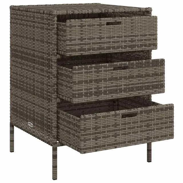 Alt view image 6 of 7 - vidaXL Garden Storage Cabinet Gray PE Rattan, Powder-Coated Steel Medium