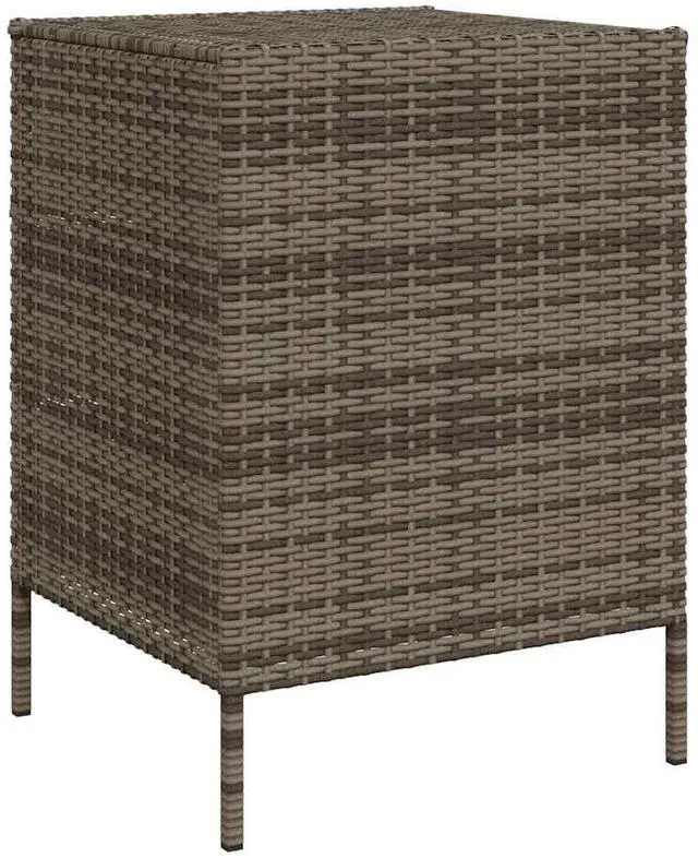 Alt view image 7 of 7 - vidaXL Garden Storage Cabinet Gray PE Rattan, Powder-Coated Steel Medium