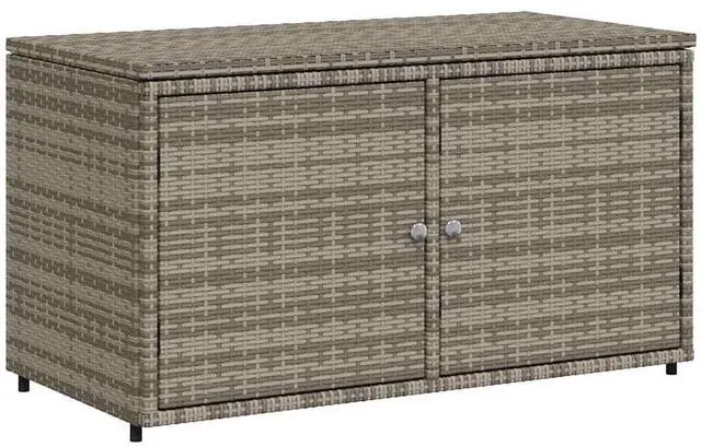 Alt view image 2 of 7 - vidaXL Garden Storage Cabinet Grey PE Rattan, Powder-Coated Steel Medium