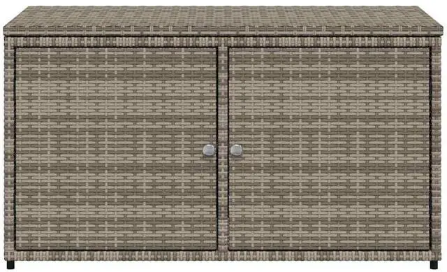 Alt view image 6 of 7 - vidaXL Garden Storage Cabinet Grey PE Rattan, Powder-Coated Steel Medium