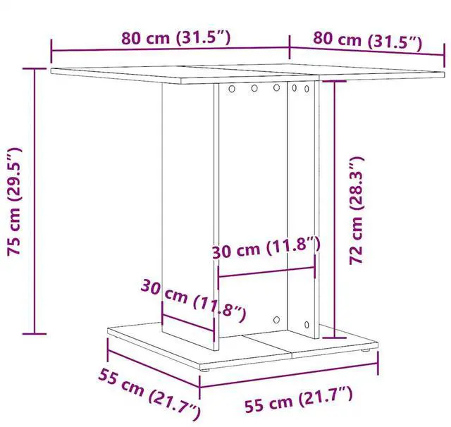 Alt view image 4 of 7 - vidaXL Dining Table Kitchen Restaurant Furniture Smoked Oak Engineered Wood