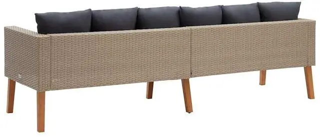 Alt view image 7 of 7 - vidaXL 3 Seater Sofa Patio Wicker Outdoor Couch with Cushions PE Rattan Beige