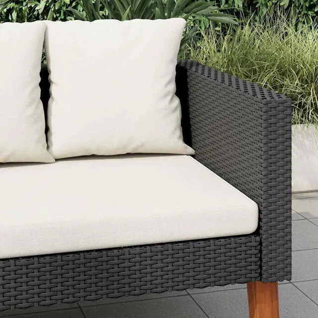 Alt view image 3 of 7 - vidaXL Patio Sofa Loveseat with Cushions Chair for Backyard PE Rattan Black