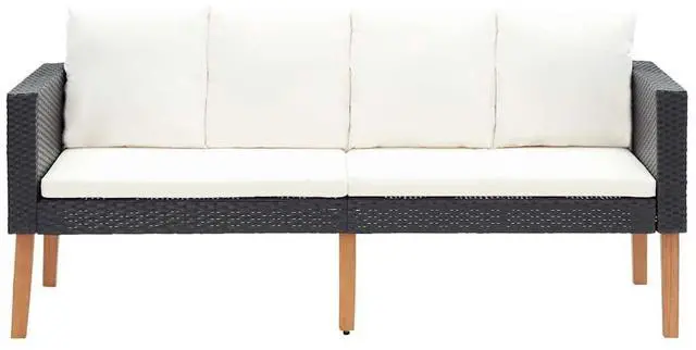 Alt view image 5 of 7 - vidaXL Patio Sofa Loveseat with Cushions Chair for Backyard PE Rattan Black