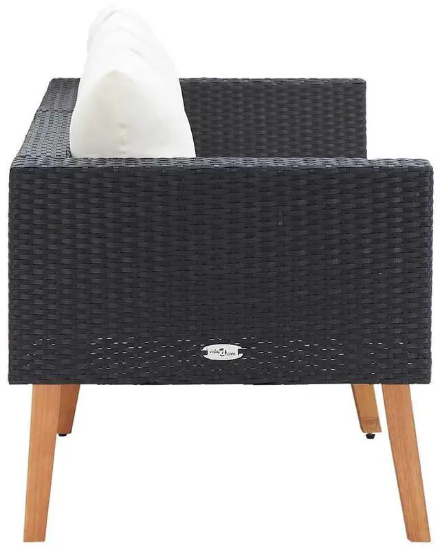 Alt view image 6 of 7 - vidaXL Patio Sofa Loveseat with Cushions Chair for Backyard PE Rattan Black