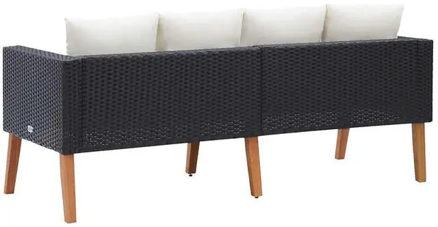 Alt view image 7 of 7 - vidaXL Patio Sofa Loveseat with Cushions Chair for Backyard PE Rattan Black