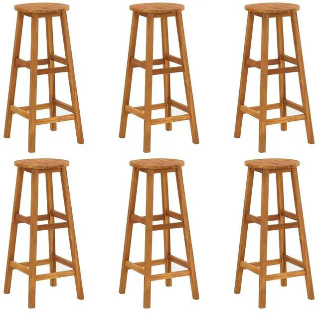 Alt view image 2 of 7 - vidaXL Bar Stools Counter Height Stool Island Stool 6 Pcs Solid Acacia Wood