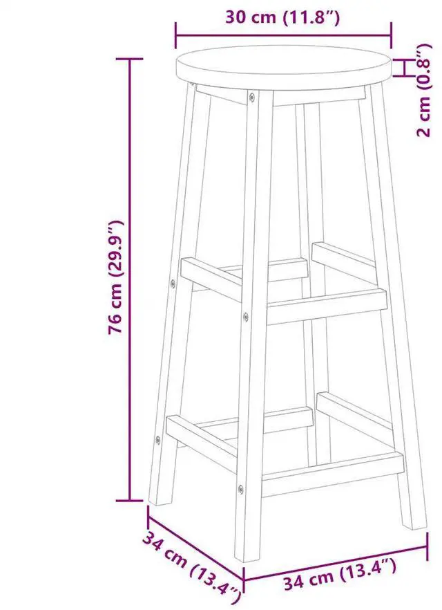 Alt view image 4 of 7 - vidaXL Bar Stools Counter Height Stool Island Stool 6 Pcs Solid Acacia Wood