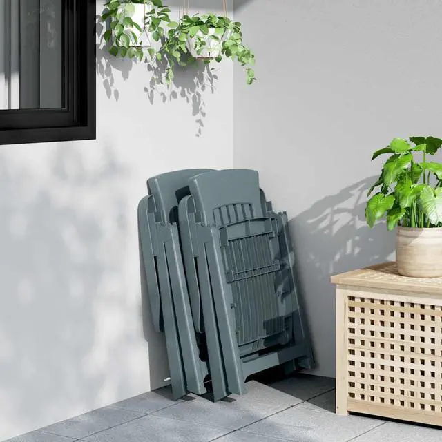 Alt view image 3 of 7 - vidaXL Reclining Chair 2 Pcs Outdoor Reclining Chair Patio Furniture Green PP