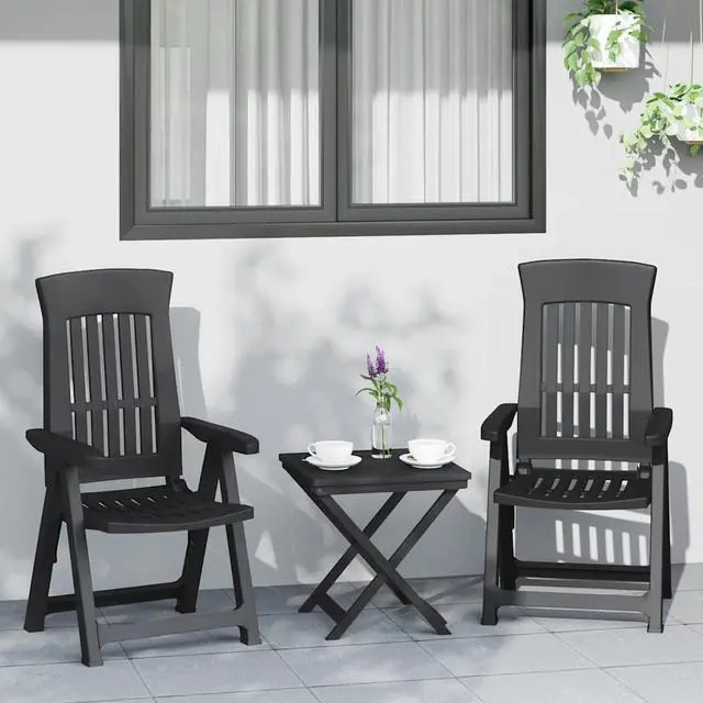 Main image of vidaXL Reclining Chair 2 Pcs Outdoor Folding Chair Patio Furniture Anthracite PP