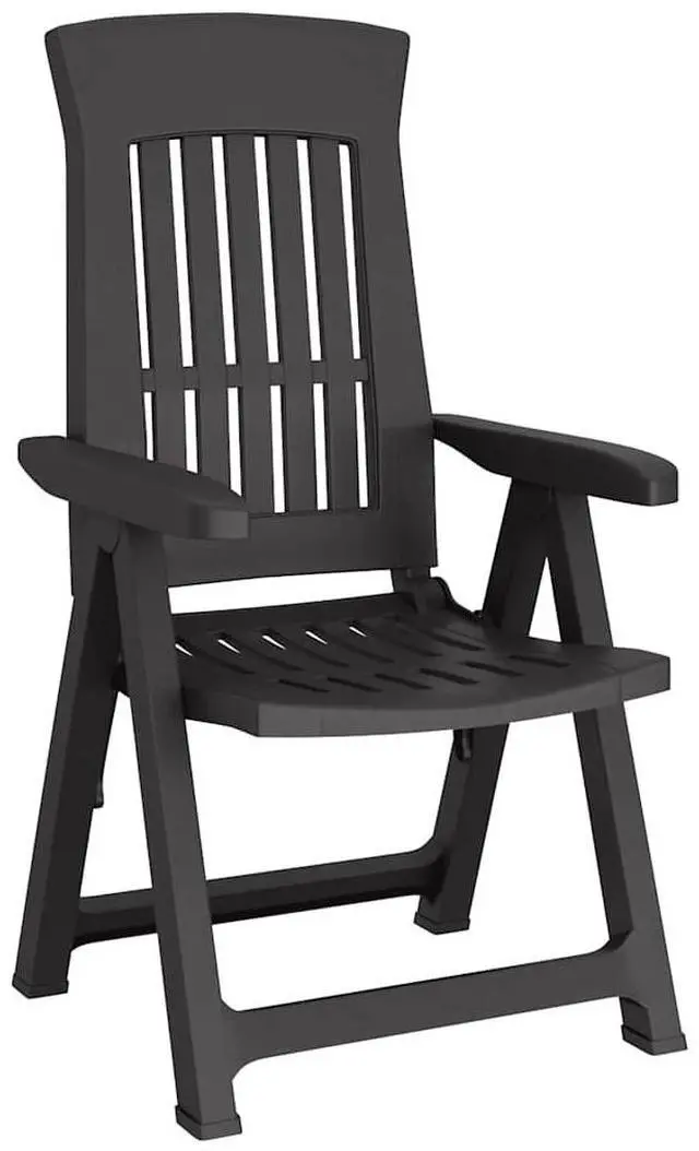 Alt view image 5 of 7 - vidaXL Reclining Chair 2 Pcs Outdoor Folding Chair Patio Furniture Anthracite PP