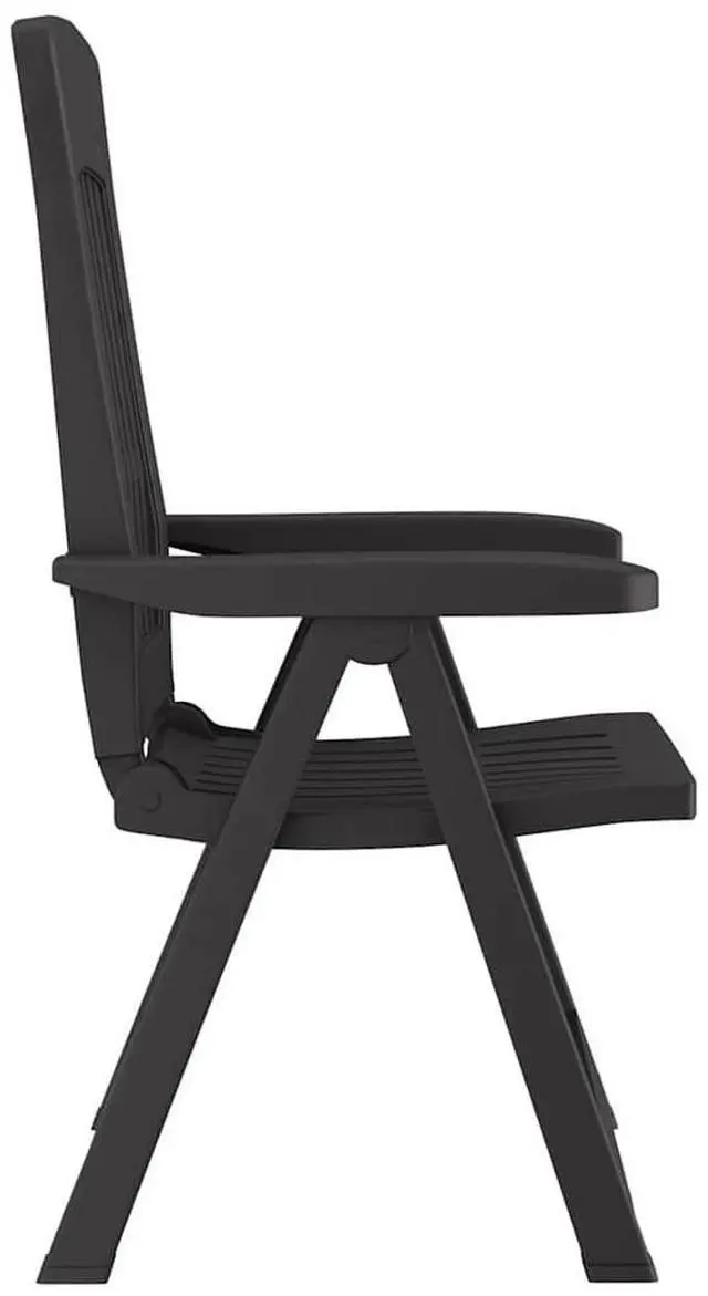 Alt view image 7 of 7 - vidaXL Reclining Chair 2 Pcs Outdoor Folding Chair Patio Furniture Anthracite PP