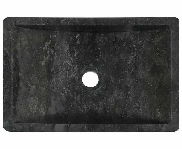 Alt view image 7 of 7 - vidaXL Bathroom Basin, Vessel Sink, Countertop Vanity Sink, Handmade, Naturally Varied Color Tone, Smooth Surface, Easy Assembly, Black 17.7x11.8 Marble Rectangular