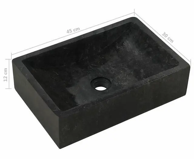 Alt view image 4 of 7 - vidaXL Bathroom Basin, Vessel Sink, Countertop Vanity Sink, Handmade, Naturally Varied Color Tone, Smooth Surface, Easy Assembly, Black 17.7x11.8 Marble Rectangular