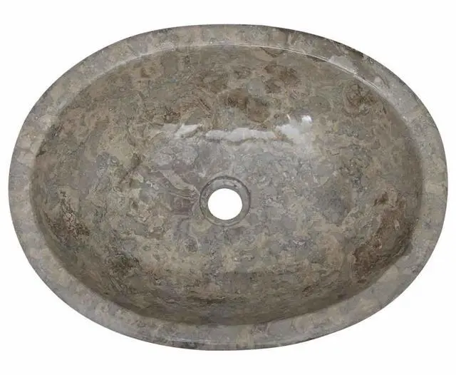Alt view image 5 of 7 - vidaXL Sink Bathroom Wash Basin Vanity Vessel Sink Gray 20.9"x15.7"x5.9" Marble