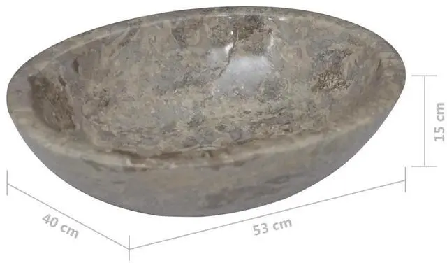 Alt view image 4 of 7 - vidaXL Sink Bathroom Wash Basin Vanity Vessel Sink Gray 20.9"x15.7"x5.9" Marble