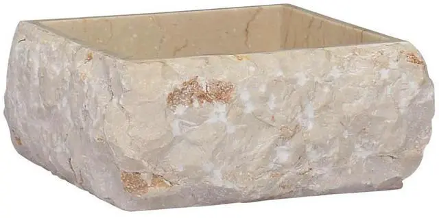 Alt view image 2 of 7 - vidaXL Bathroom Basin, Vessel Sink, Countertop Vanity Sink, Handmade, Naturally Varied Shape and Color Tone, Easy Assembly, Cream 11.8"x11.8"x5.1" Marble Square