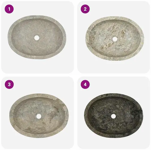 Alt view image 7 of 7 - vidaXL Sink Bathroom Wash Basin Vanity Vessel Sink Gray 20.9"x15.7"x5.9" Marble