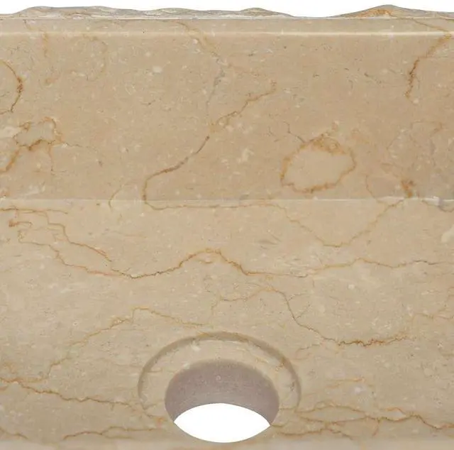 Alt view image 7 of 7 - vidaXL Bathroom Basin, Vessel Sink, Countertop Vanity Sink, Handmade, Naturally Varied Shape and Color Tone, Easy Assembly, Cream 11.8"x11.8"x5.1" Marble Square
