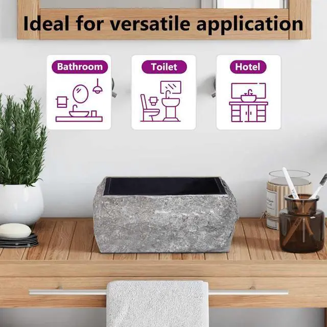 Alt view image 5 of 7 - vidaXL Bathroom Basin, Vessel Sink, Countertop Vanity Sink, Handmade, Naturally Varied Shape and Color Tone, Easy Assembly, Black 11.8"x11.8"x5.1" Marble Square