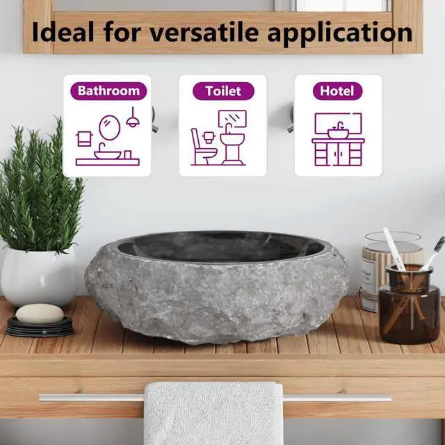 Alt view image 14 of 16 - vidaXL Sink 15.7"x4.7" Marble Black