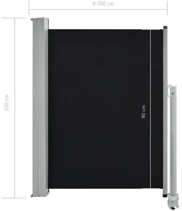 Alt view image 4 of 7 - vidaXL Patio Retractable Side Awning 39.4"x118.1" Black Screen Shade Blind