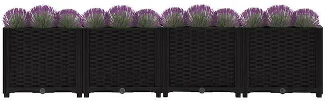 Alt view image 3 of 19 - vidaXL Raised Bed 63" Polypropylene Outdoor Garden Planter Flower Box Pot