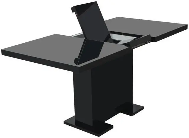 Alt view image 3 of 7 - vidaXL Extendable Dining Table High Gloss Black Kitchen Dining Room Dinner