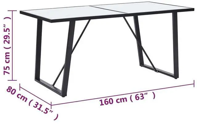 Alt view image 6 of 6 - vidaXL Dining Table Kitchen Table Home Dining Room Table White Tempered Glass