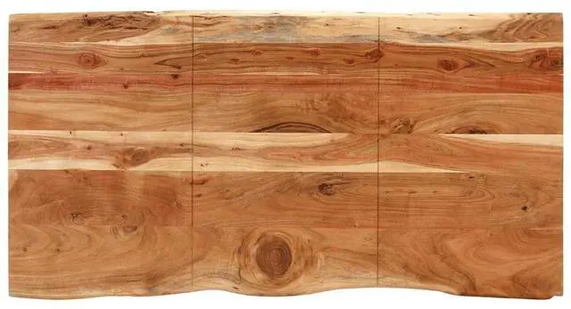 Alt view image 6 of 7 - vidaXL Dining Table, Natural Edges Tabletop with Silver Power-Coated Steel Legs, Rustic Design Bistro Table for Dining Room, Kitchen, Solid Acacia Wood, 60.6''x31.4''x30''