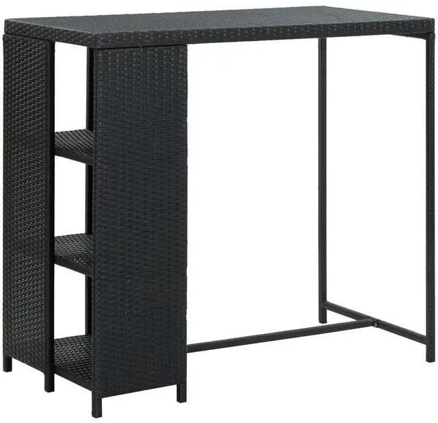 Main image of vidaXL Bar Table with Storage Rack Black Poly Rattan Dining Room Kitchen Table