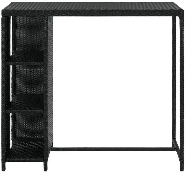Alt view image 2 of 16 - vidaXL Bar Table with Storage Rack Black Poly Rattan Dining Room Kitchen Table