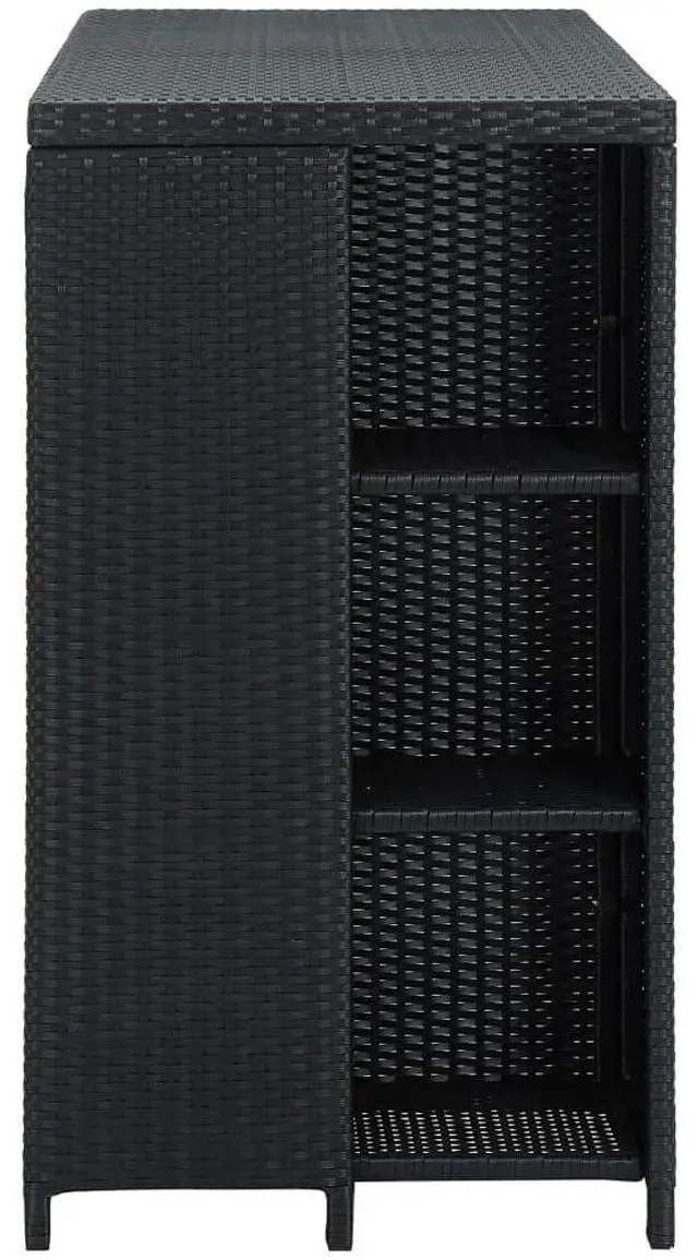 Alt view image 3 of 16 - vidaXL Bar Table with Storage Rack Black Poly Rattan Dining Room Kitchen Table