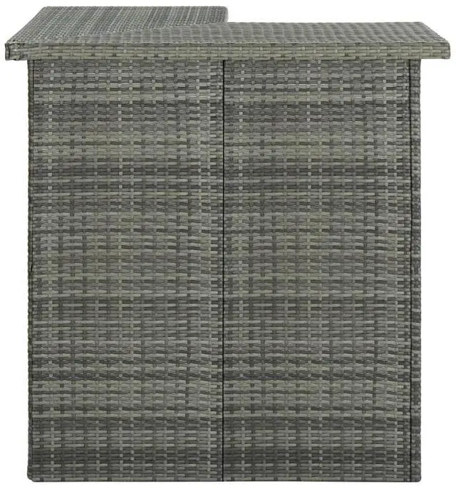 Alt view image 2 of 13 - vidaXL Corner Bar Table Gray Poly Rattan Dining Room Kitchen Counter Table